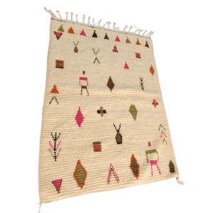 Tapis Azilal Crème à Motifs Triangulaires | Yamiriam - YaMiriam