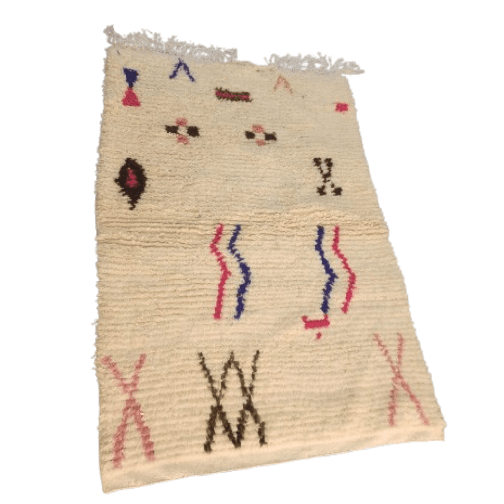 Tapis Azilal Crème à Motifs Zigzag | Yamiriam - YaMiriam