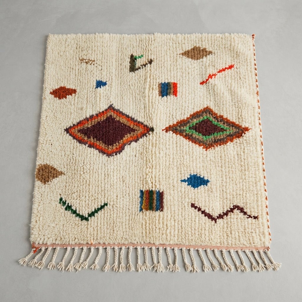 Tapis Azilal Crème & Grands Losanges Centraux | Yamiriam - YaMiriam
