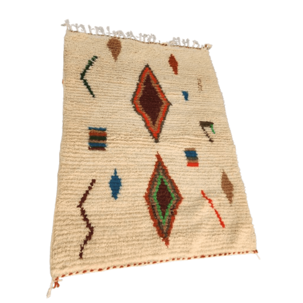 Tapis Azilal Crème & Grands Losanges Centraux | Yamiriam - YaMiriam
