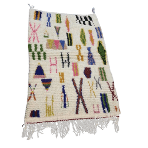 Tapis Azilal Crème & Motifs Berbères Abstraits | Yamiriam - YaMiriam