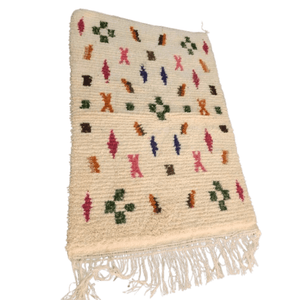 Tapis Azilal Crème & Motifs Berbères Multicolores | Yamiriam - YaMiriam
