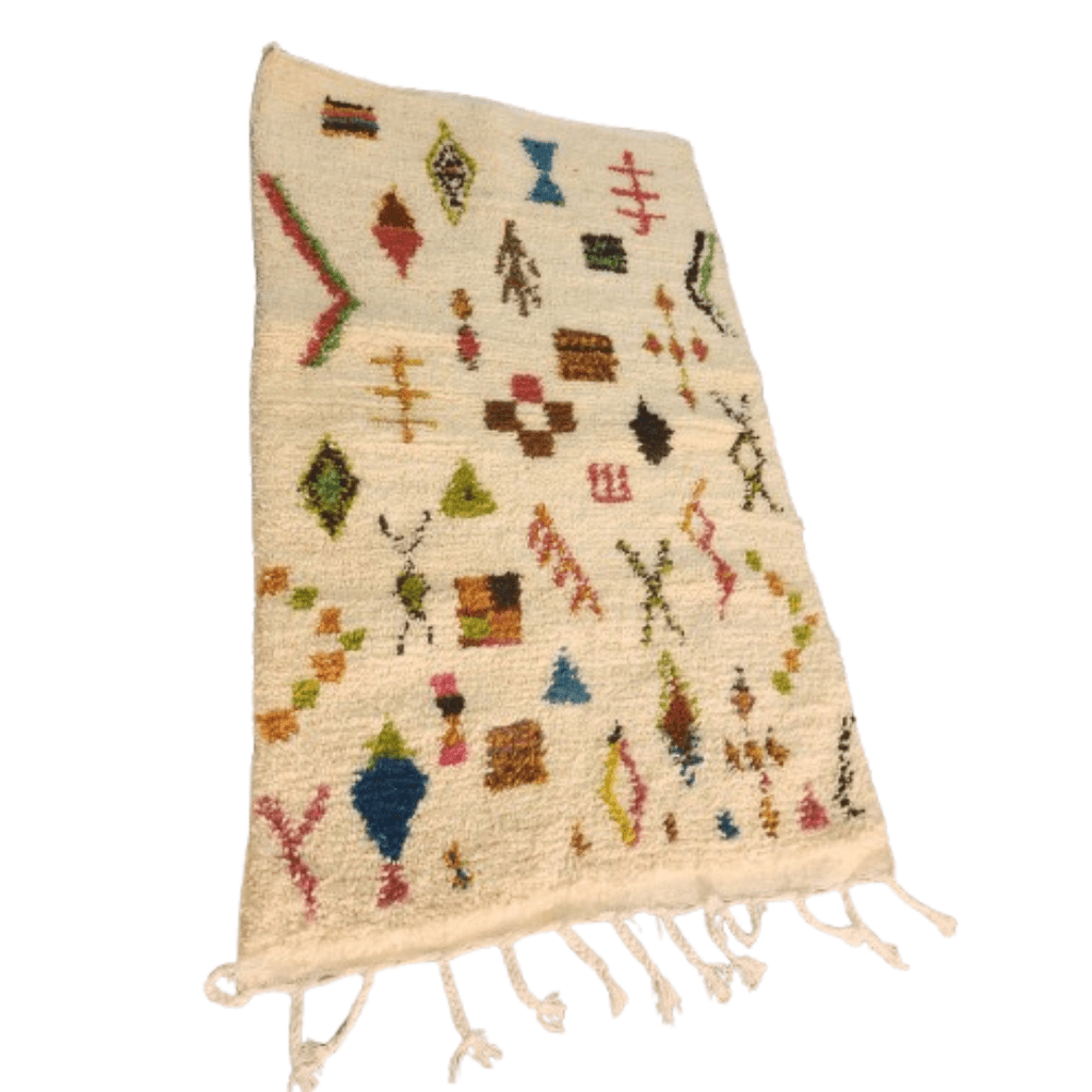 Tapis Azilal Crème & Motifs Éparpillés | Yamiriam - YaMiriam