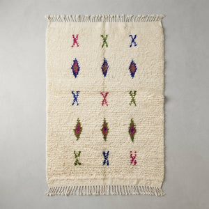 Tapis Azilal Crème & Motifs Géométriques Alumés | Yamiriam - YaMiriam