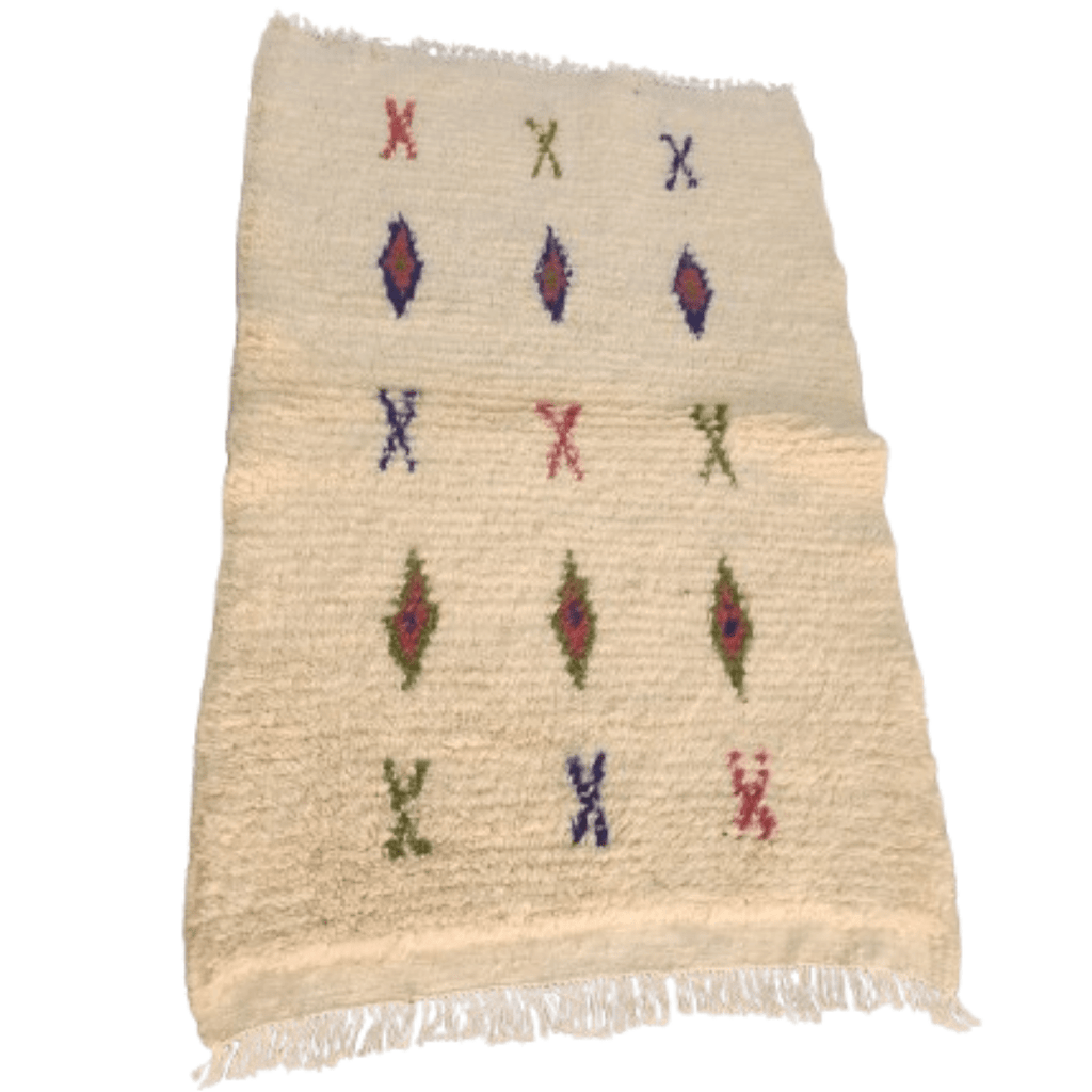 Tapis Azilal Crème & Motifs Géométriques Alumés | Yamiriam - YaMiriam