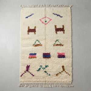 Tapis Azilal Crème & Symboles Épurés | Yamiriam - YaMiriam
