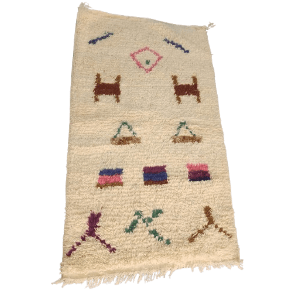 Tapis Azilal Crème & Symboles Épurés | Yamiriam - YaMiriam