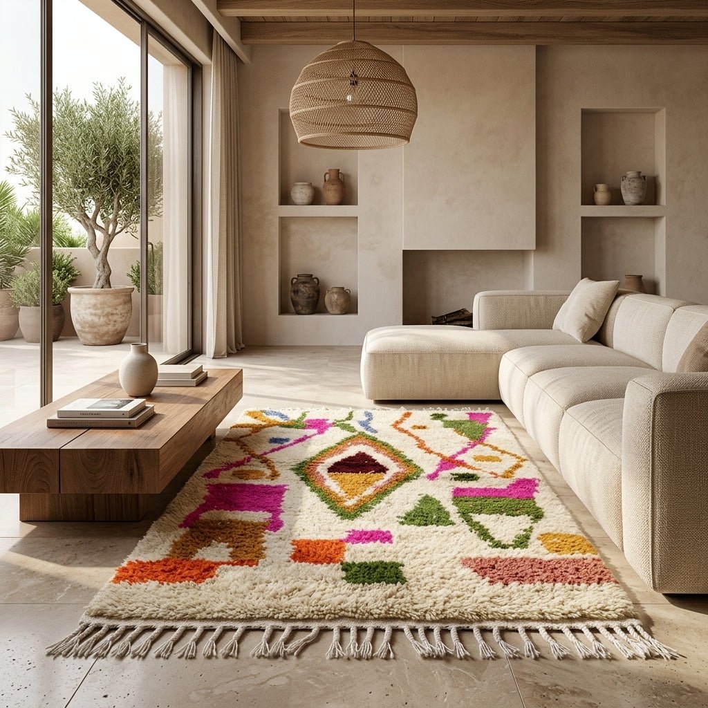 Tapis Azilal Grand Losange Central & Formes Vives | Yamiriam - YaMiriam