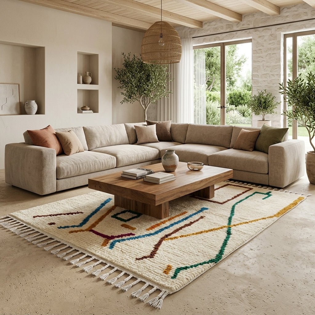 Tapis Azilal Lignes Abstraites & Symboles Minimalistes | Yamiriam - YaMiriam