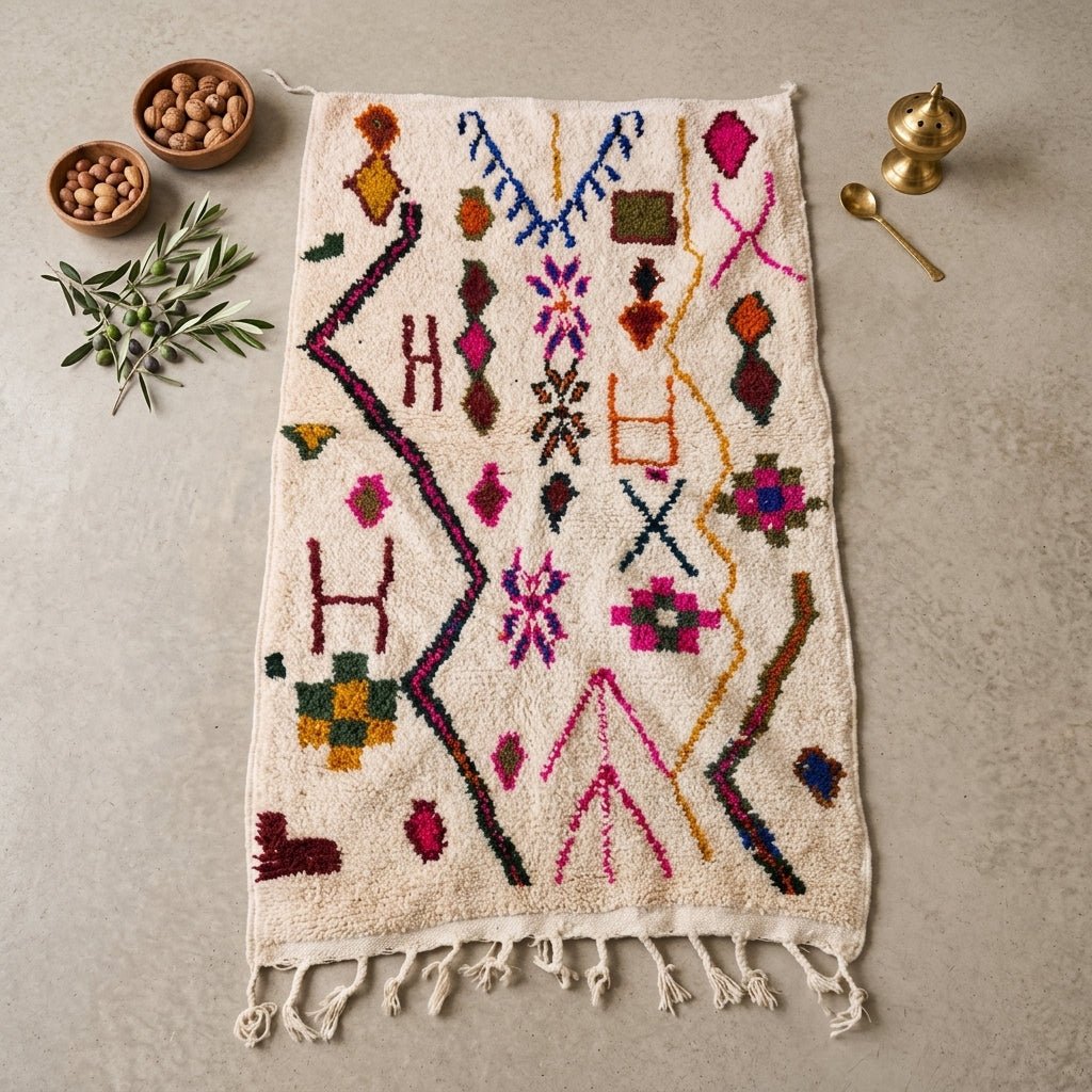 Tapis Azilal Lignes Asymétriques & Motifs Berbères | Yamiriam - YaMiriam