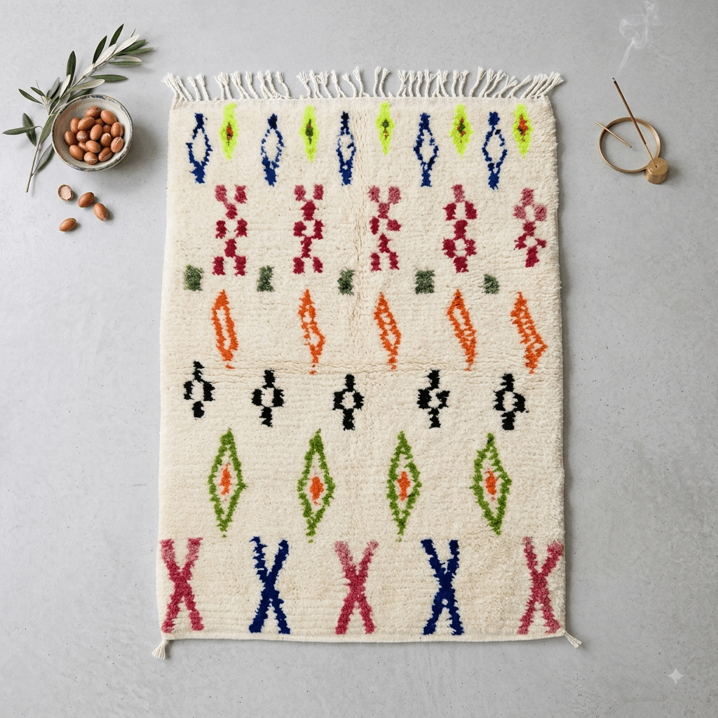 Tapis Azilal Lignes de Losanges & Symboles | Yamiriam - YaMiriam