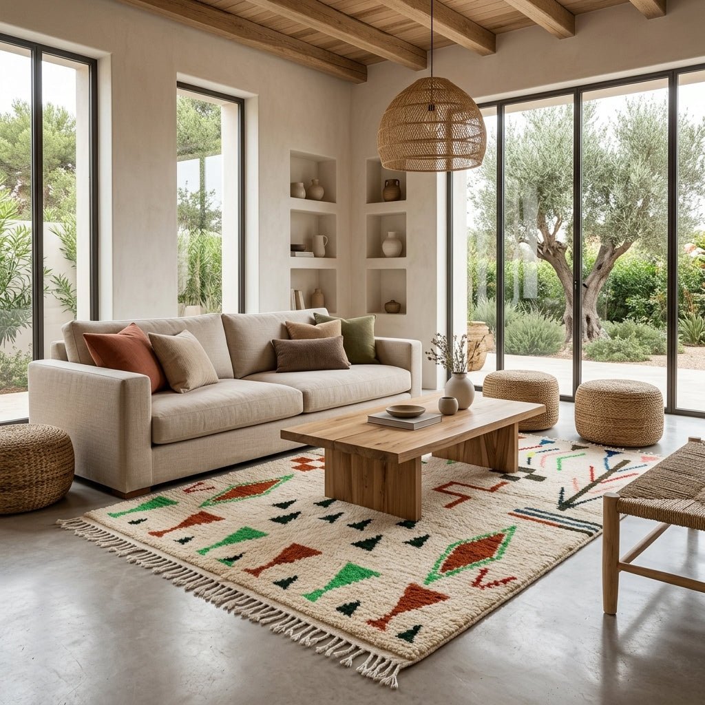 Tapis Azilal Losanges Orange & Motifs Berbères | Yamiriam - YaMiriam