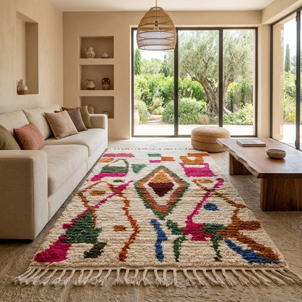 Tapis Azilal Médaillon Central & Motifs Colorés | Yamiriam - YaMiriam