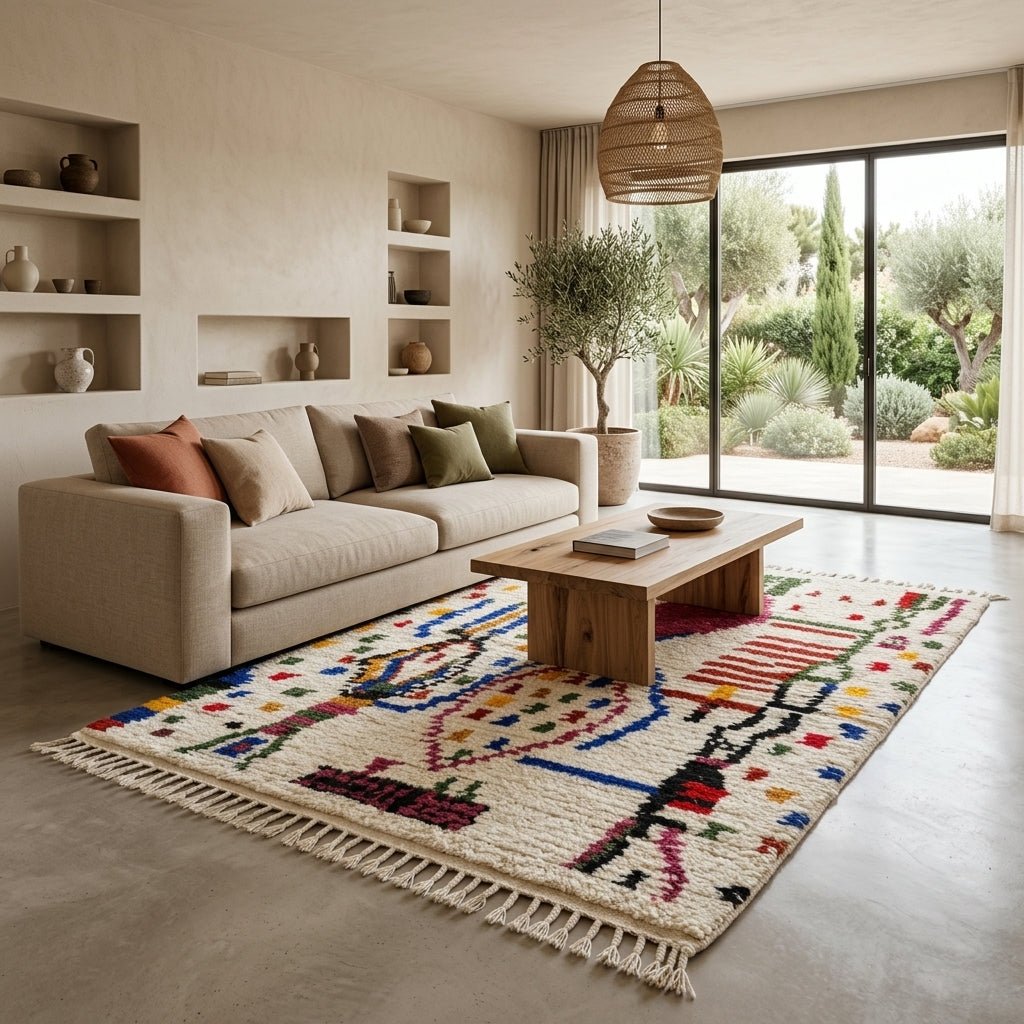 Tapis Azilal Médaillons Verticaux & Points Colorés | Yamiriam - YaMiriam