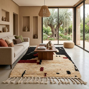Tapis Azilal Noir & Blanc Abstrait | Yamiriam - YaMiriam