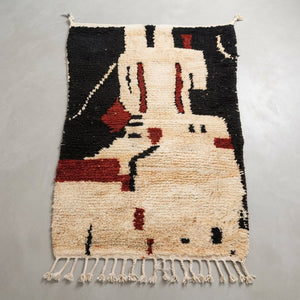 Tapis Azilal Noir & Blanc Abstrait | Yamiriam - YaMiriam