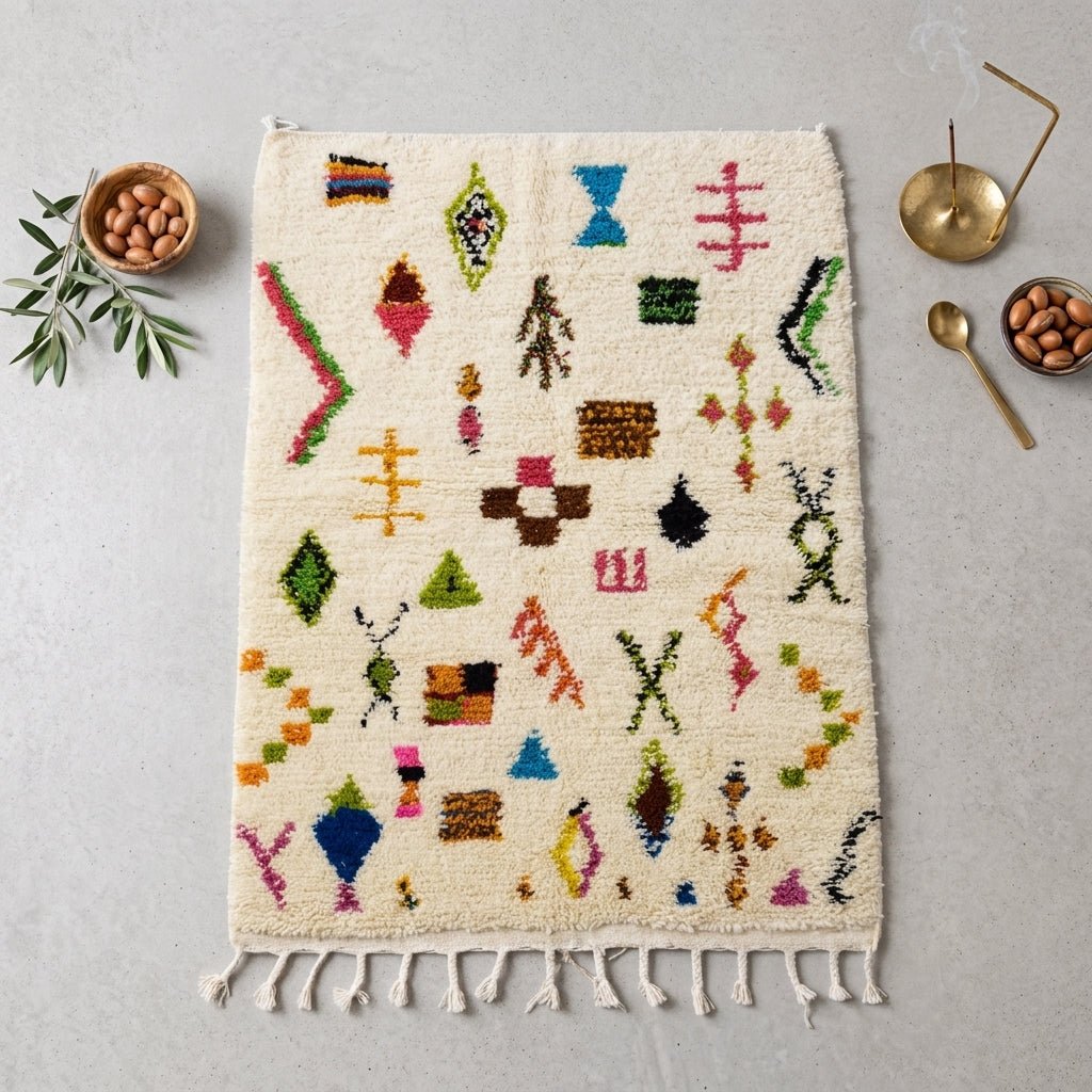 Tapis Azilal Symboles Amazighs Dispersés | Yamiriam - YaMiriam