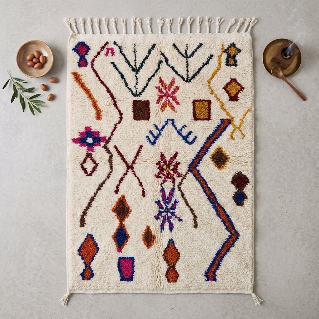 Tapis Azilal Symboles Astraux & Lignes Géométriques | Yamiriam - YaMiriam