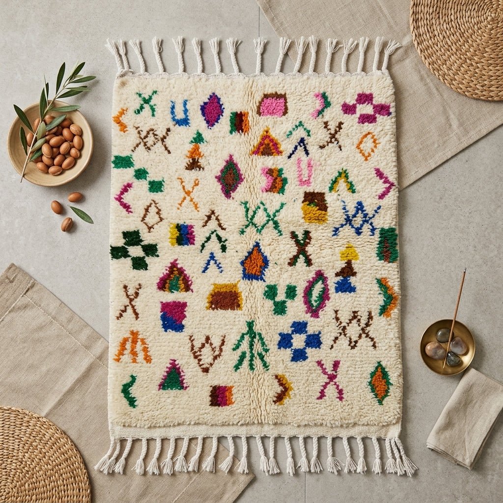 Tapis Azilal Symboles Berbères & Motifs Géométriques | Yamiriam - YaMiriam