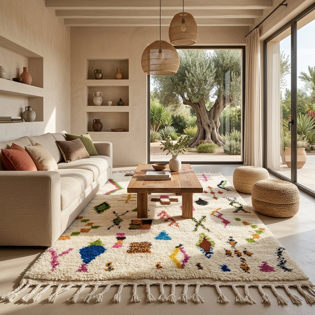 Tapis Azilal Symboles Berbères & Motifs Multicolores | Yamiriam - YaMiriam