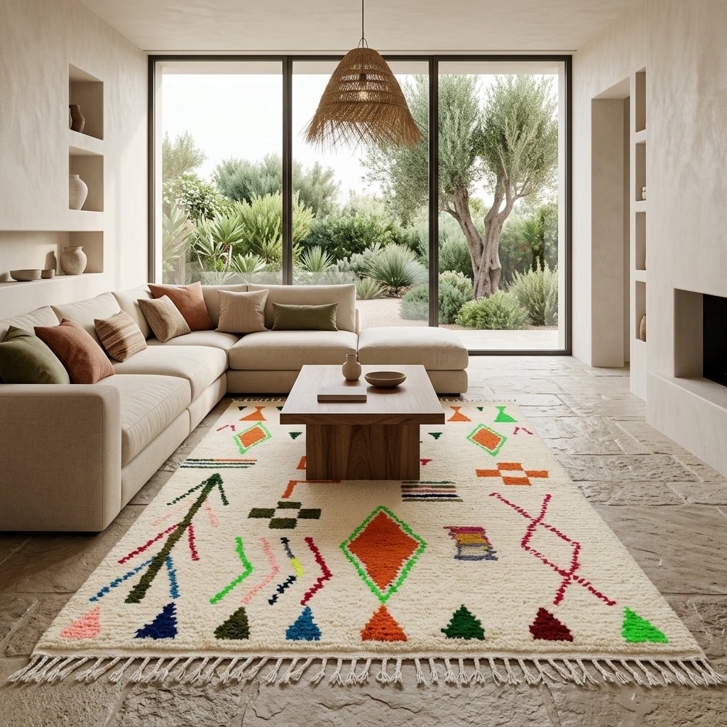 Tapis Azilal Symboles & Losanges Néon | Yamiriam - YaMiriam