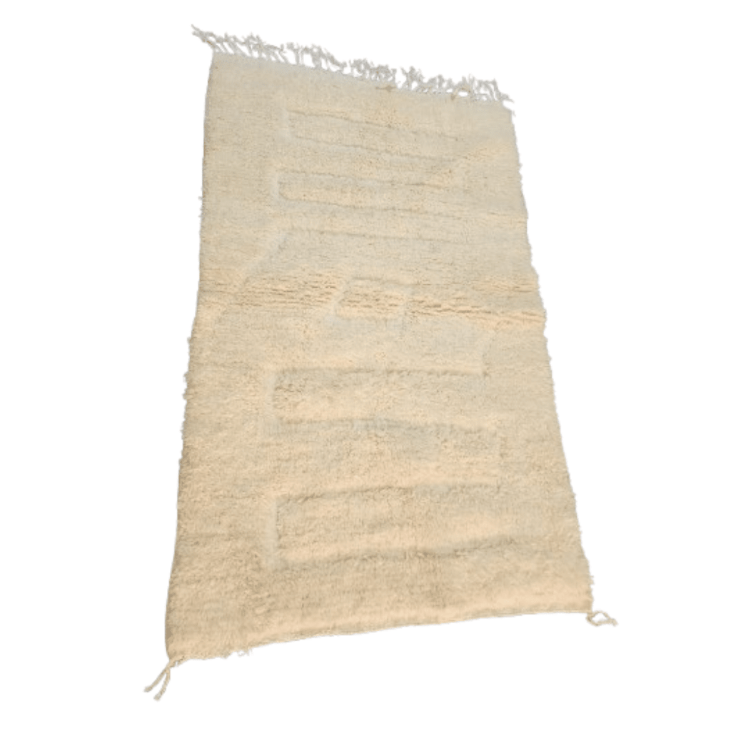 Tapis Beni Ourain Blanc Crème à Motifs en Relief | Yamiriam - YaMiriam