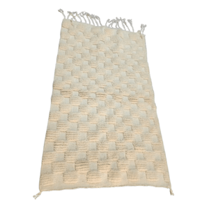 Tapis Beni Ourain Blanc Crème Damier Relief | Yamiriam - YaMiriam