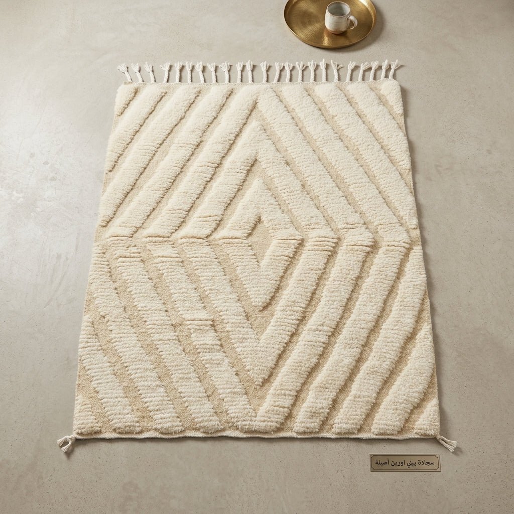 Tapis Beni Ourain Blanc Crème Grand Losange | Yamiriam - YaMiriam