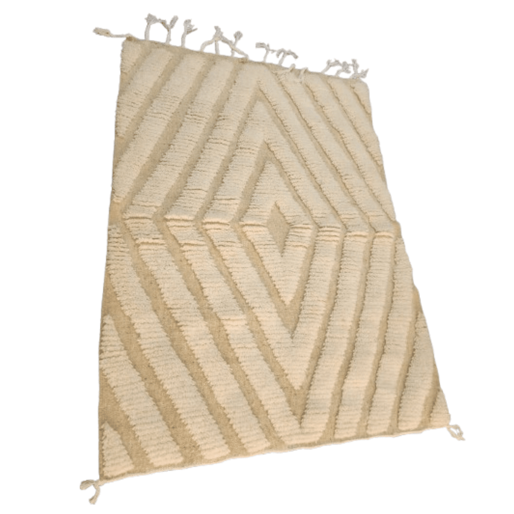 Tapis Beni Ourain Blanc Crème Grand Losange | Yamiriam - YaMiriam