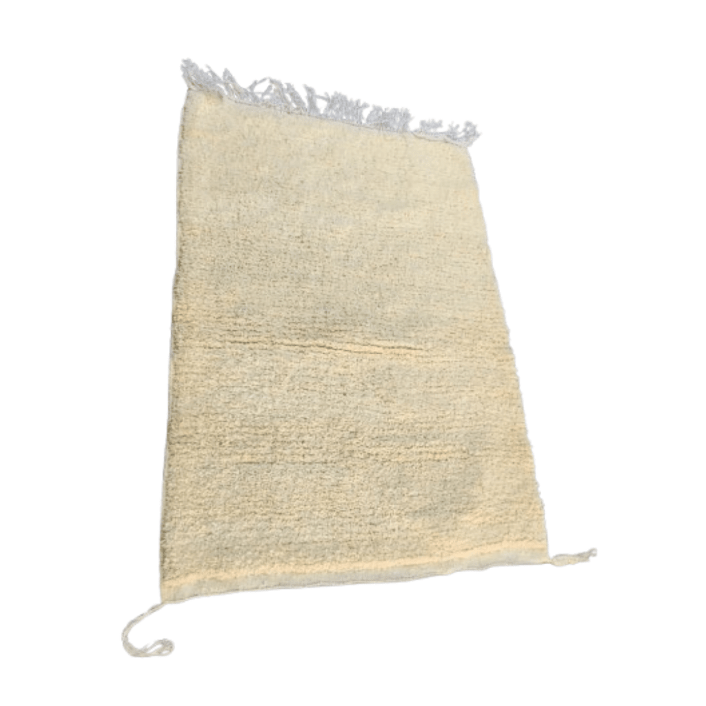 Tapis Beni Ourain Blanc Crème Minimaliste Uni | Yamiriam - YaMiriam