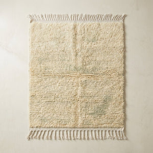 Tapis Beni Ourain Blanc Crème Minimaliste Uni | Yamiriam - YaMiriam
