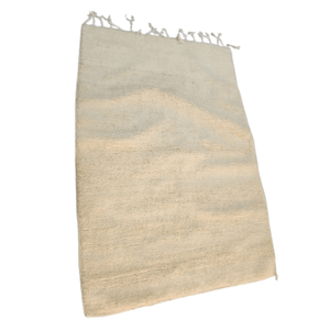 Tapis Beni Ourain Blanc Crème Uni Minimaliste | Yamiriam - YaMiriam