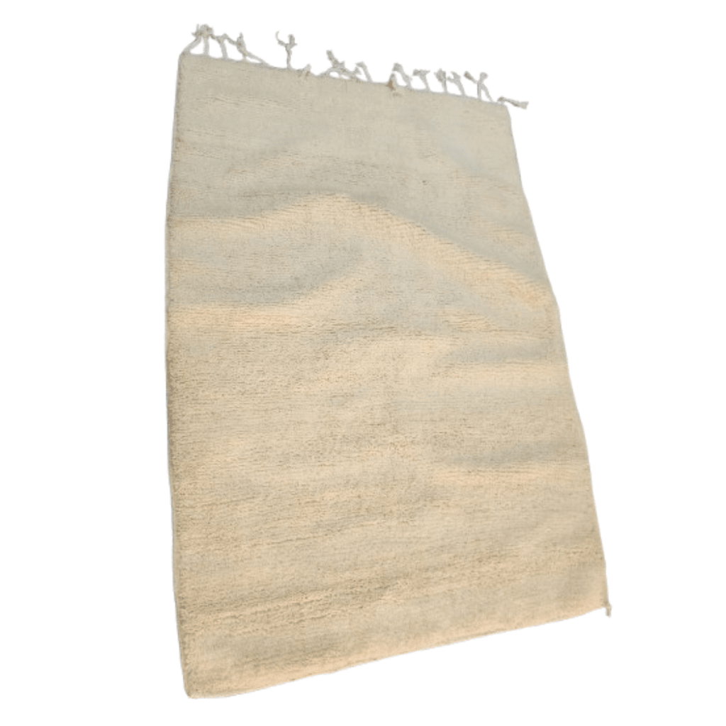 Tapis Beni Ourain Blanc Crème Uni Minimaliste | Yamiriam - YaMiriam