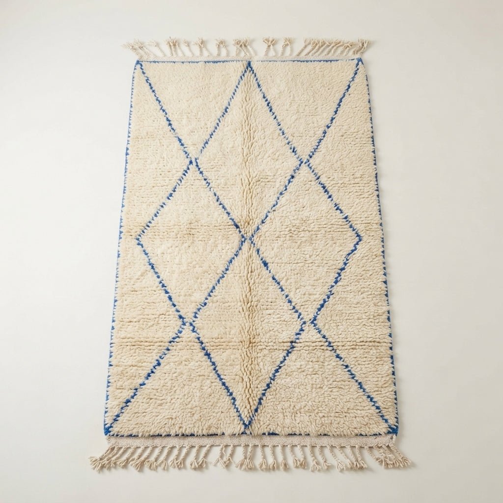 Tapis Beni Ourain Couloir Losanges Bleus 100x60 | Yamiriam - YaMiriam