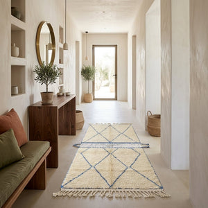 Tapis Beni Ourain Couloir Losanges Bleus 100x60 | Yamiriam - YaMiriam