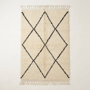 Tapis Beni Ourain Couloir Losanges Noirs 100x60 | Yamiriam - YaMiriam