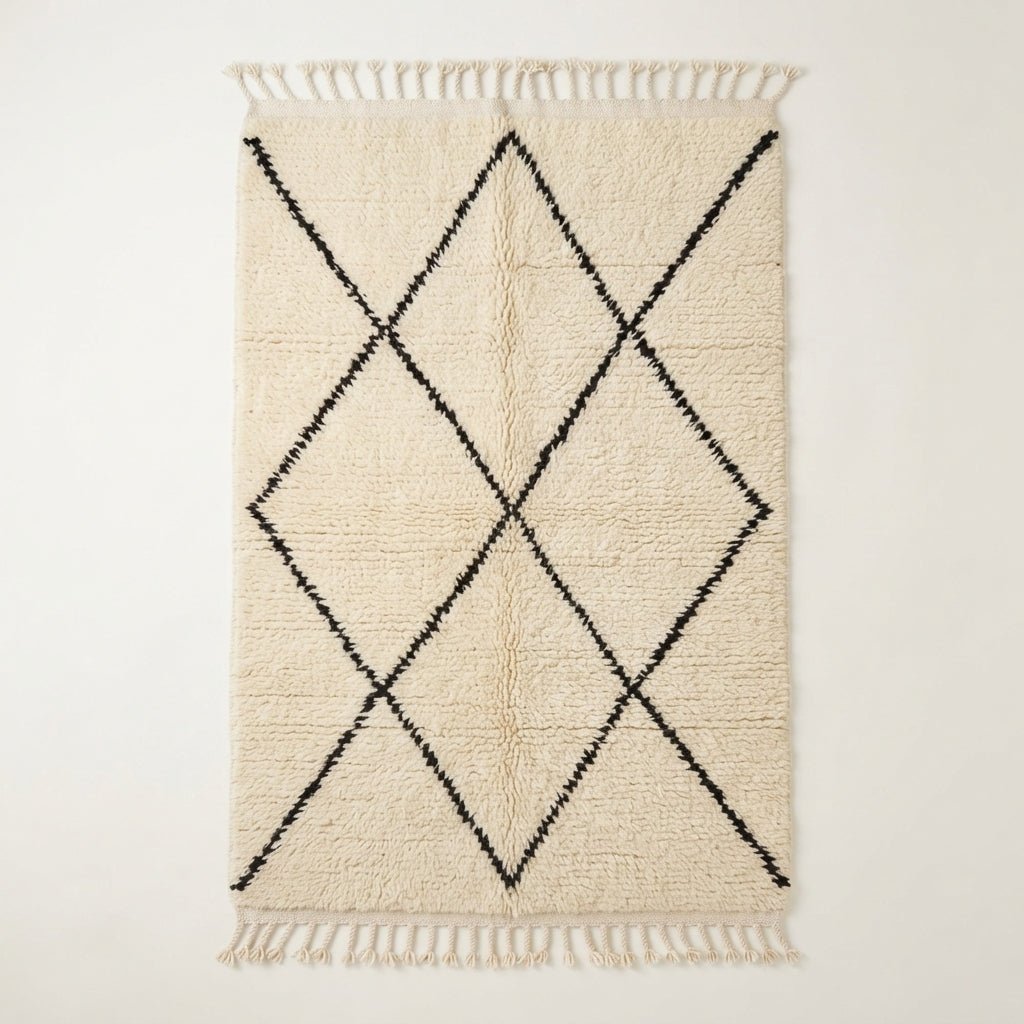 Tapis Beni Ourain Couloir Losanges Noirs 100x60 | Yamiriam - YaMiriam