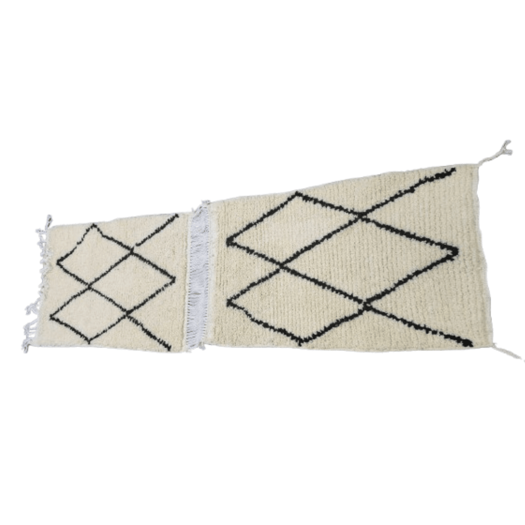 Tapis Beni Ourain Couloir Losanges Noirs 100x60 | Yamiriam - YaMiriam