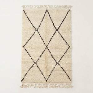 Tapis Beni Ourain Couloir Losanges Noirs 100x60 | Yamiriam - YaMiriam