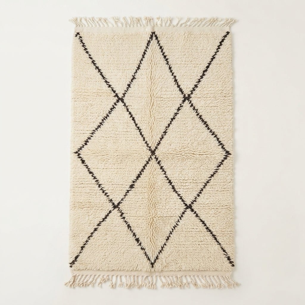 Tapis Beni Ourain Couloir Losanges Noirs 100x60 | Yamiriam - YaMiriam