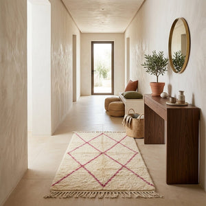 Tapis Beni Ourain Couloir Losanges Roses 100x60 | Yamiriam - YaMiriam