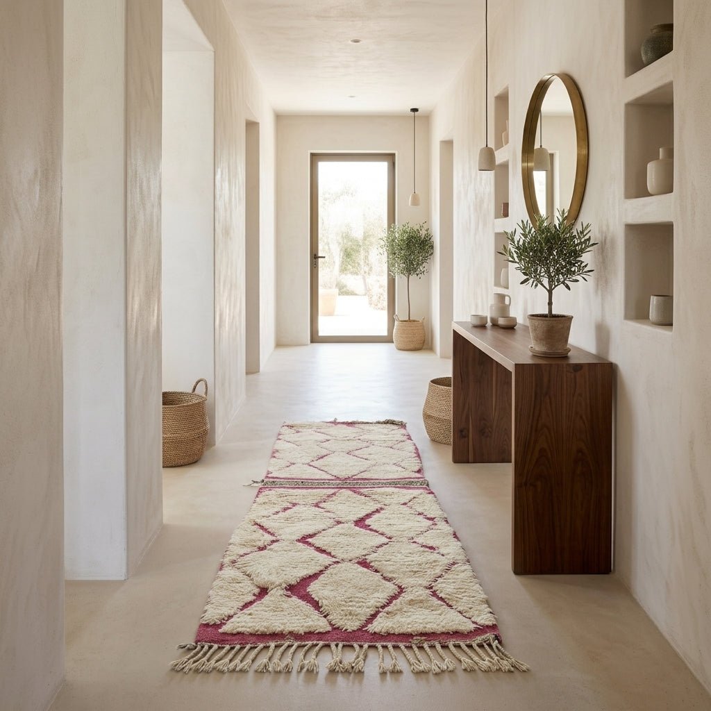 Tapis Beni Ourain Couloir Losanges Roses 100x60 | Yamiriam - YaMiriam