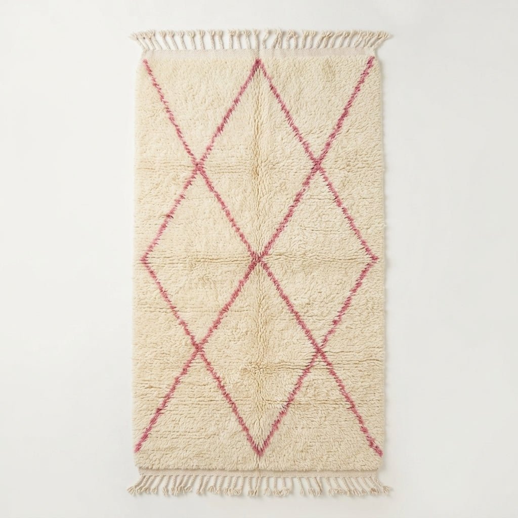 Tapis Beni Ourain Couloir Losanges Roses 100x60 | Yamiriam - YaMiriam