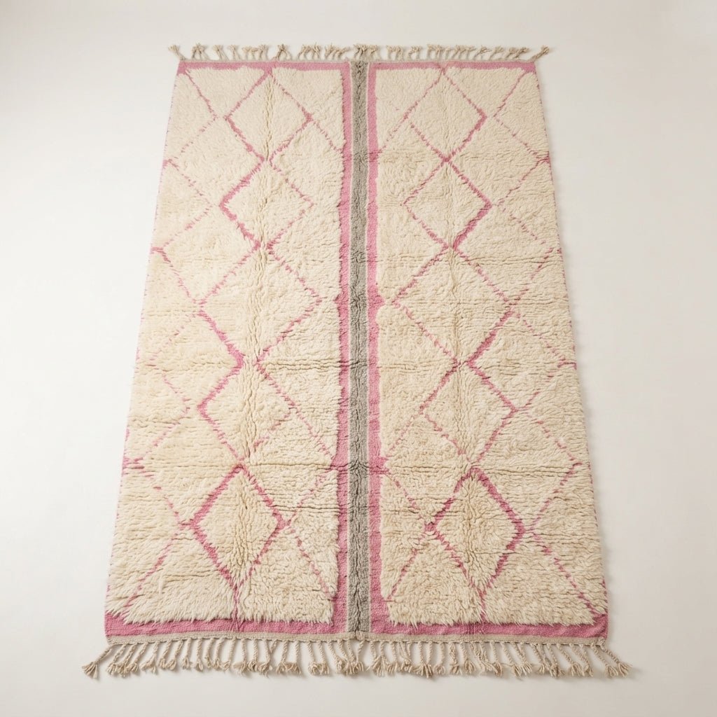 Tapis Beni Ourain Couloir Losanges Roses 100x60 | Yamiriam - YaMiriam