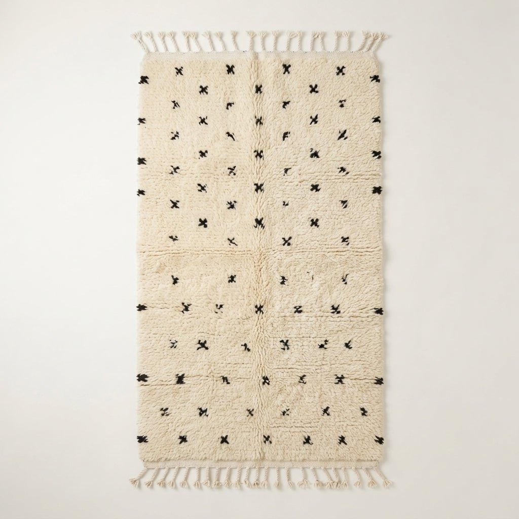 Tapis Beni Ourain Couloir Pois Noirs 100x60 cm | Yamiriam - YaMiriam