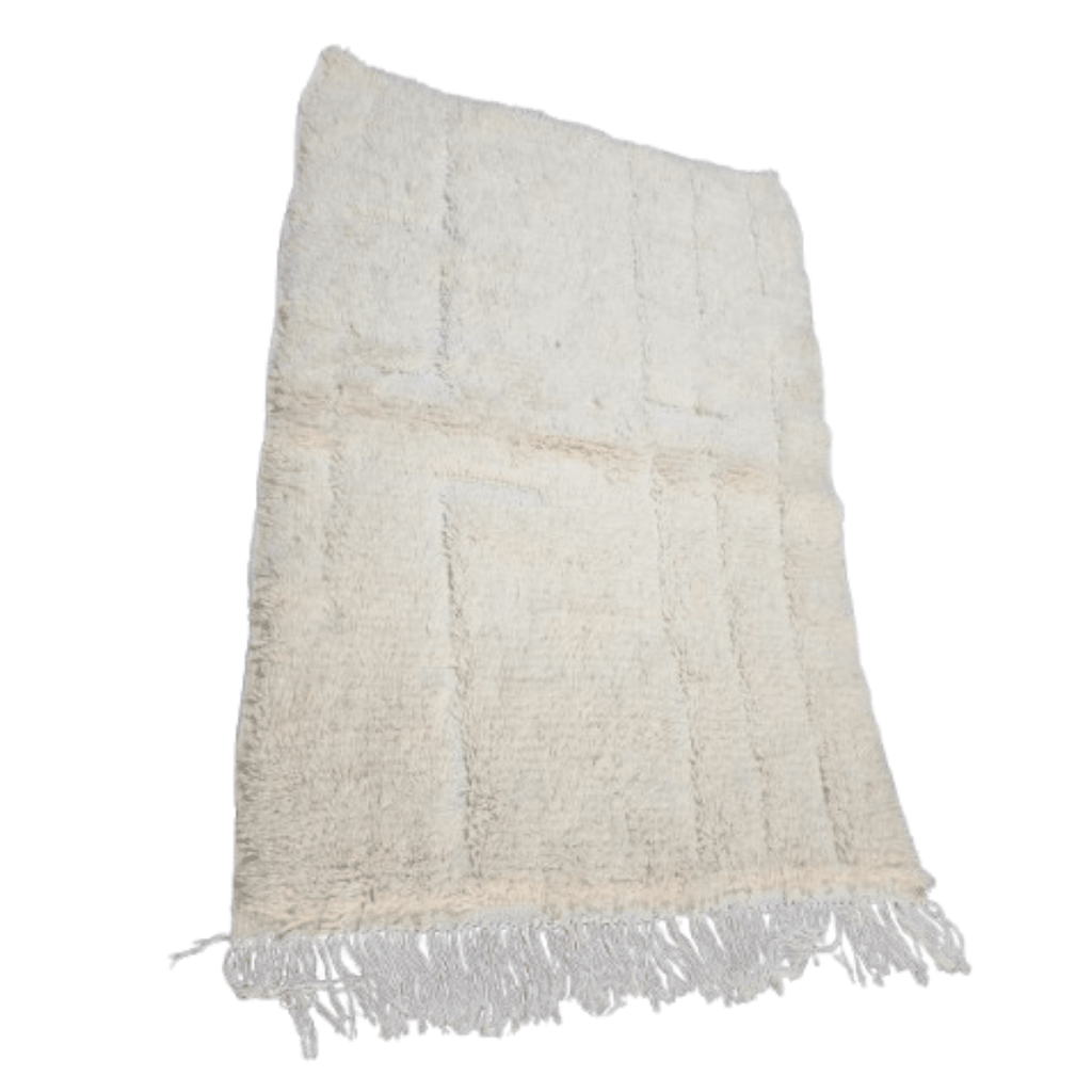 Tapis Beni Ourain Crème à Lignes Ton sur Ton | Yamiriam - YaMiriam