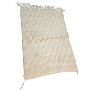 Tapis Beni Ourain Crème à Motifs Triangulaires | Yamiriam - YaMiriam