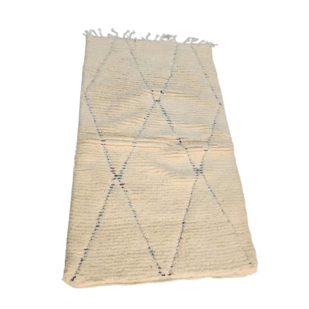 Tapis Beni Ourain Crème & Grands Losanges Discrets | Yamiriam - YaMiriam