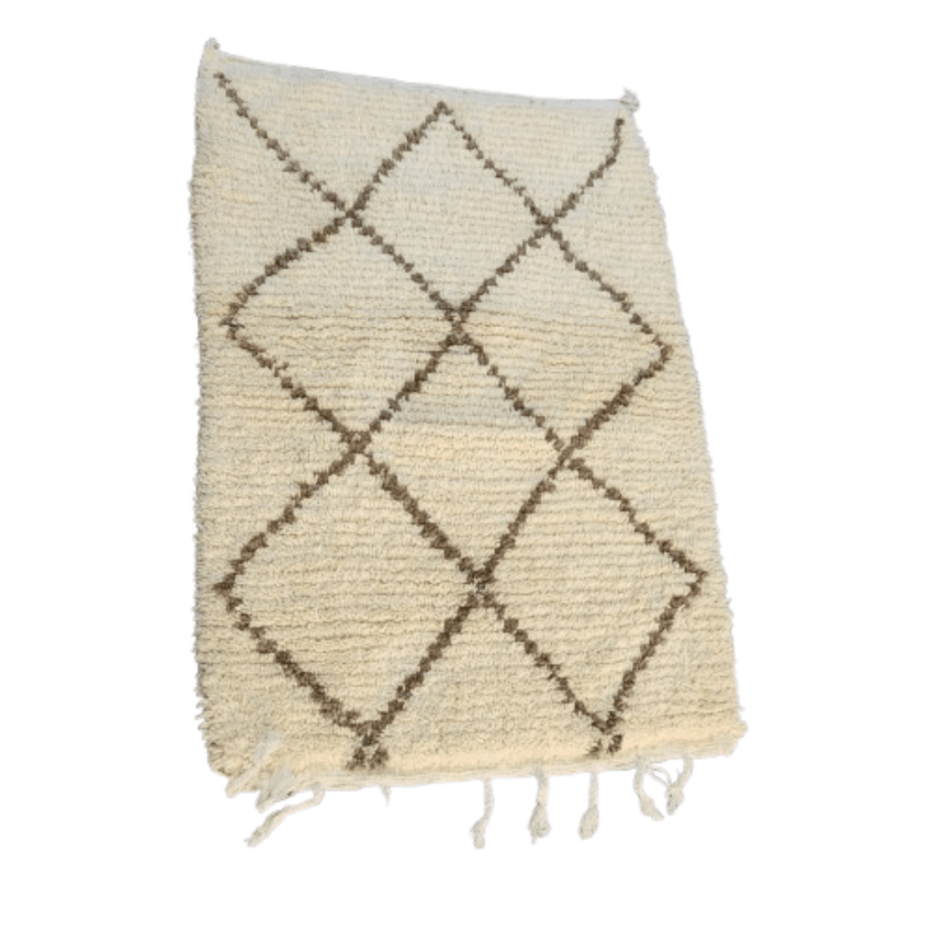 Tapis Beni Ourain Crème & Grands Losanges Marron | Yamiriam - YaMiriam