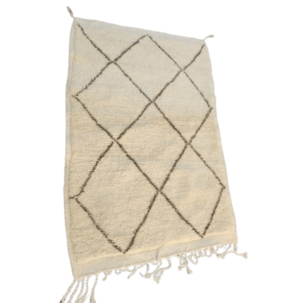 Tapis Beni Ourain Crème & Grands Losanges Marron | Yamiriam - YaMiriam